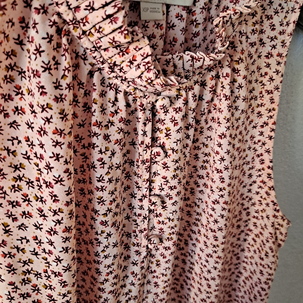 Pink Womens Sleeveless Shirt Burgundy Floral SummerTank Top/Cami - Picture 4 of 7